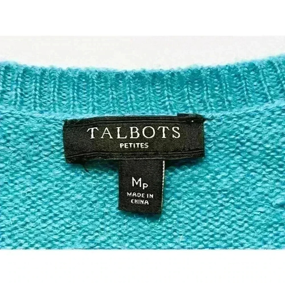 Talbots Sweater Medium Petite MP Mohair Lambswool Blend Stripe Deer Winter Scene - Picture 3 of 5